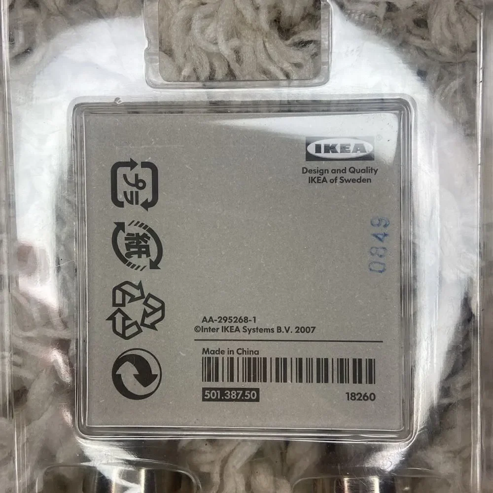Ikea ATTEST Knob / Drawer Pull Stainless Steel New SEALED lot of 3 packages of 2